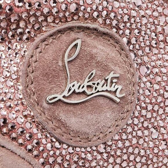 Christian Louboutin Pink Suede Crystal Bip Bip High Top Sneakers Size 10/40.5 - Picture 5 of 5